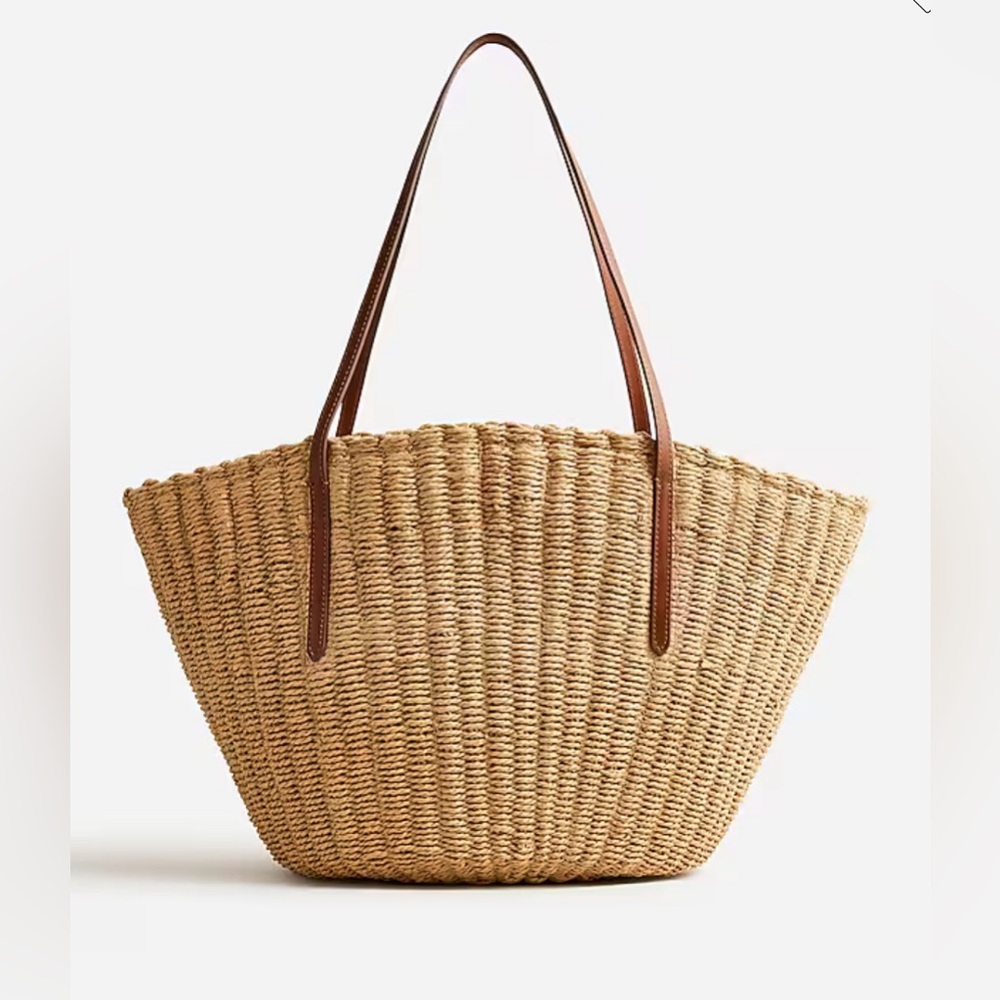 J.Crew Como Woven Straw Tote NWT